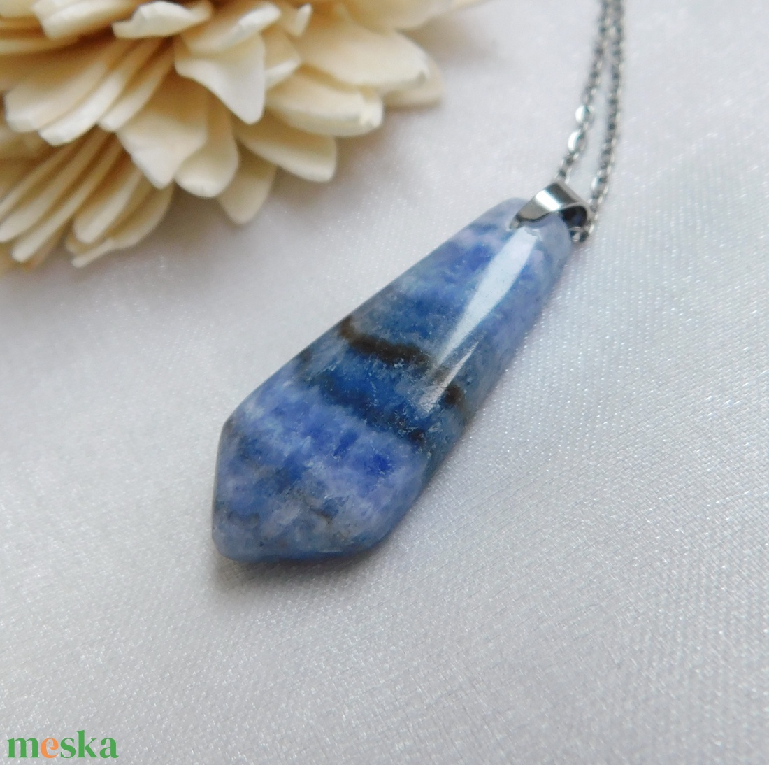 Kék kalcit medál - ékszer - nyaklánc - medálos nyaklánc - Meska.hu