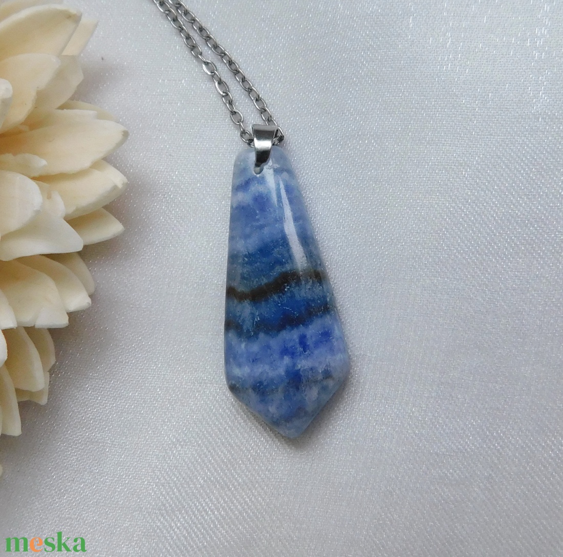 Kék kalcit medál - ékszer - nyaklánc - medálos nyaklánc - Meska.hu