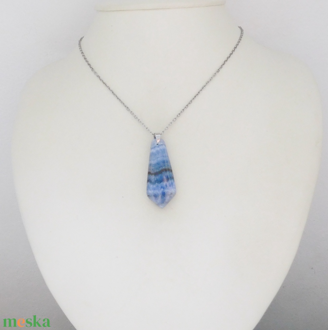 Kék kalcit medál - ékszer - nyaklánc - medálos nyaklánc - Meska.hu