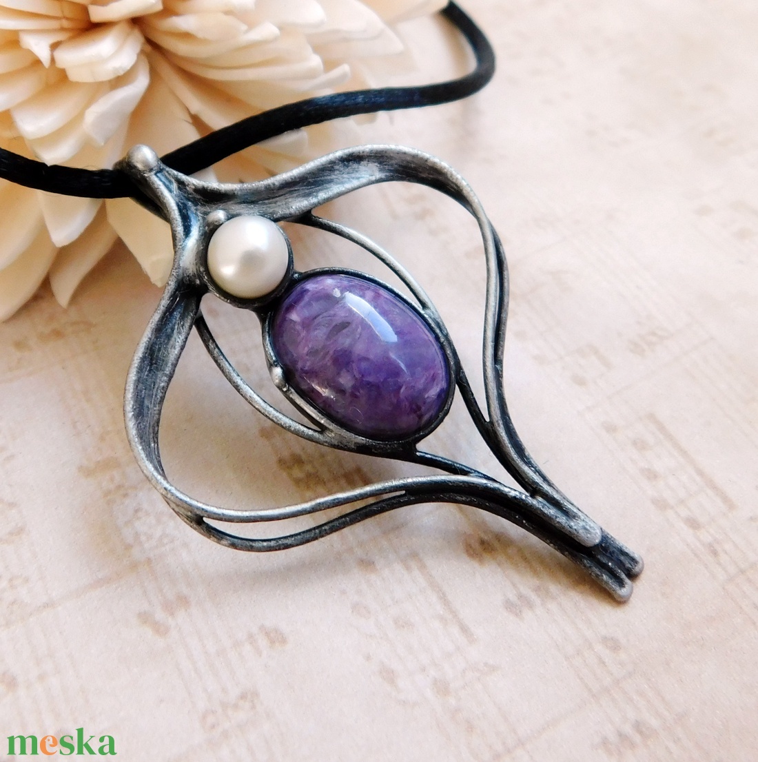 Csaroit medál folyami gyönggyel - ékszer - nyaklánc - medálos nyaklánc - Meska.hu