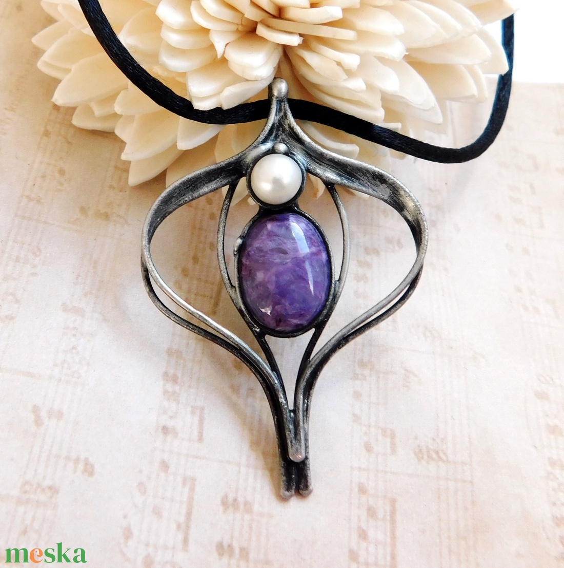 Csaroit medál folyami gyönggyel - ékszer - nyaklánc - medálos nyaklánc - Meska.hu