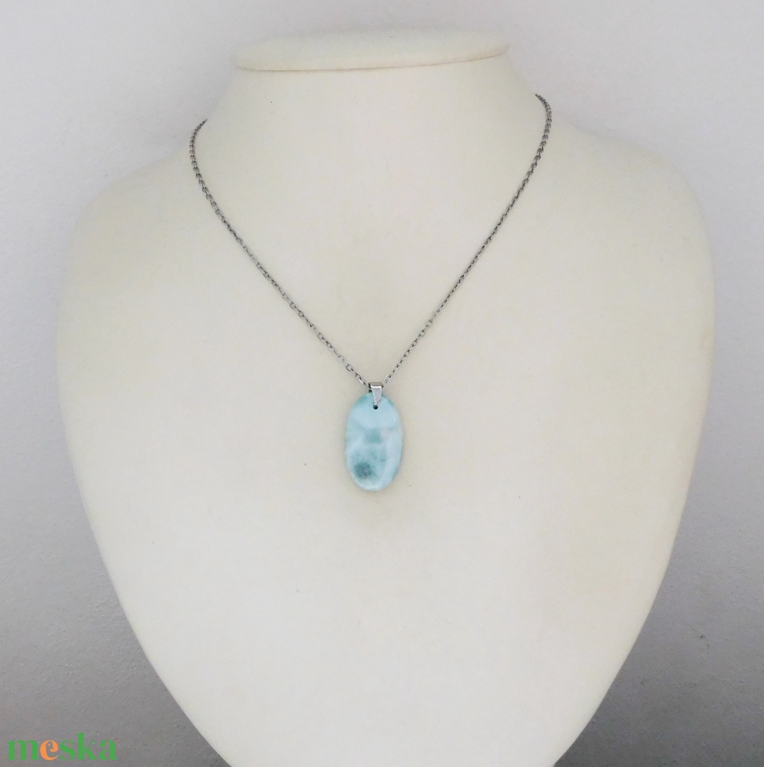 Larimár medál acél láncon - ékszer - nyaklánc - medál - Meska.hu