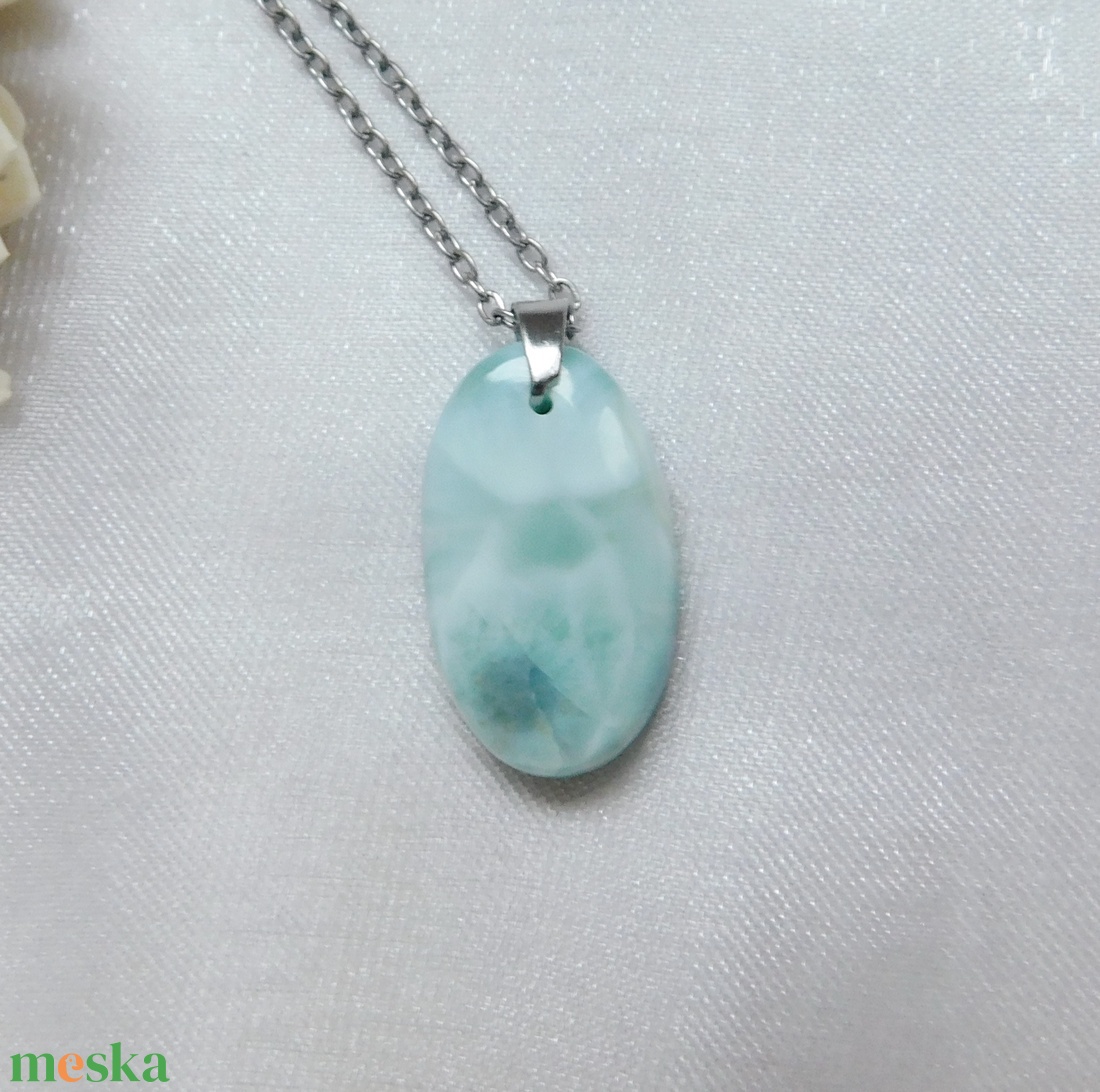 Larimár medál acél láncon - ékszer - nyaklánc - medál - Meska.hu