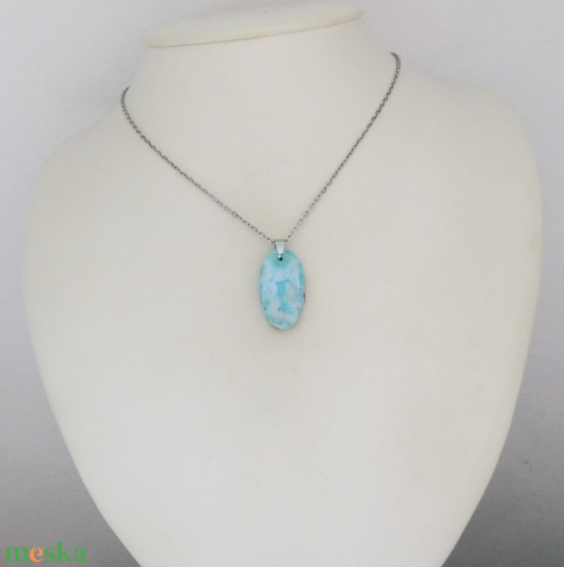 Larimár medál acél láncon - ékszer - nyaklánc - medál - Meska.hu