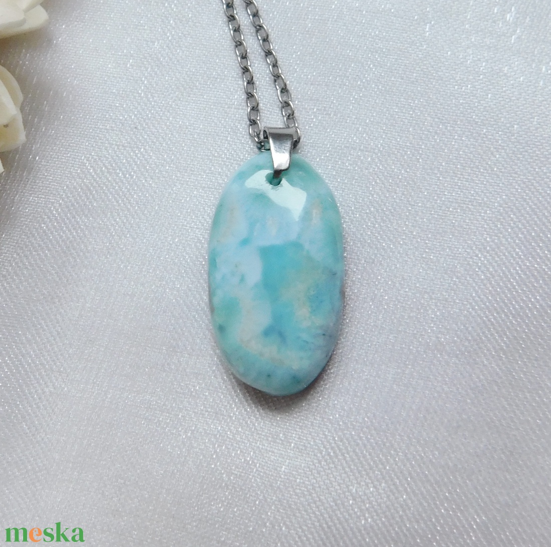 Larimár medál acél láncon - ékszer - nyaklánc - medál - Meska.hu