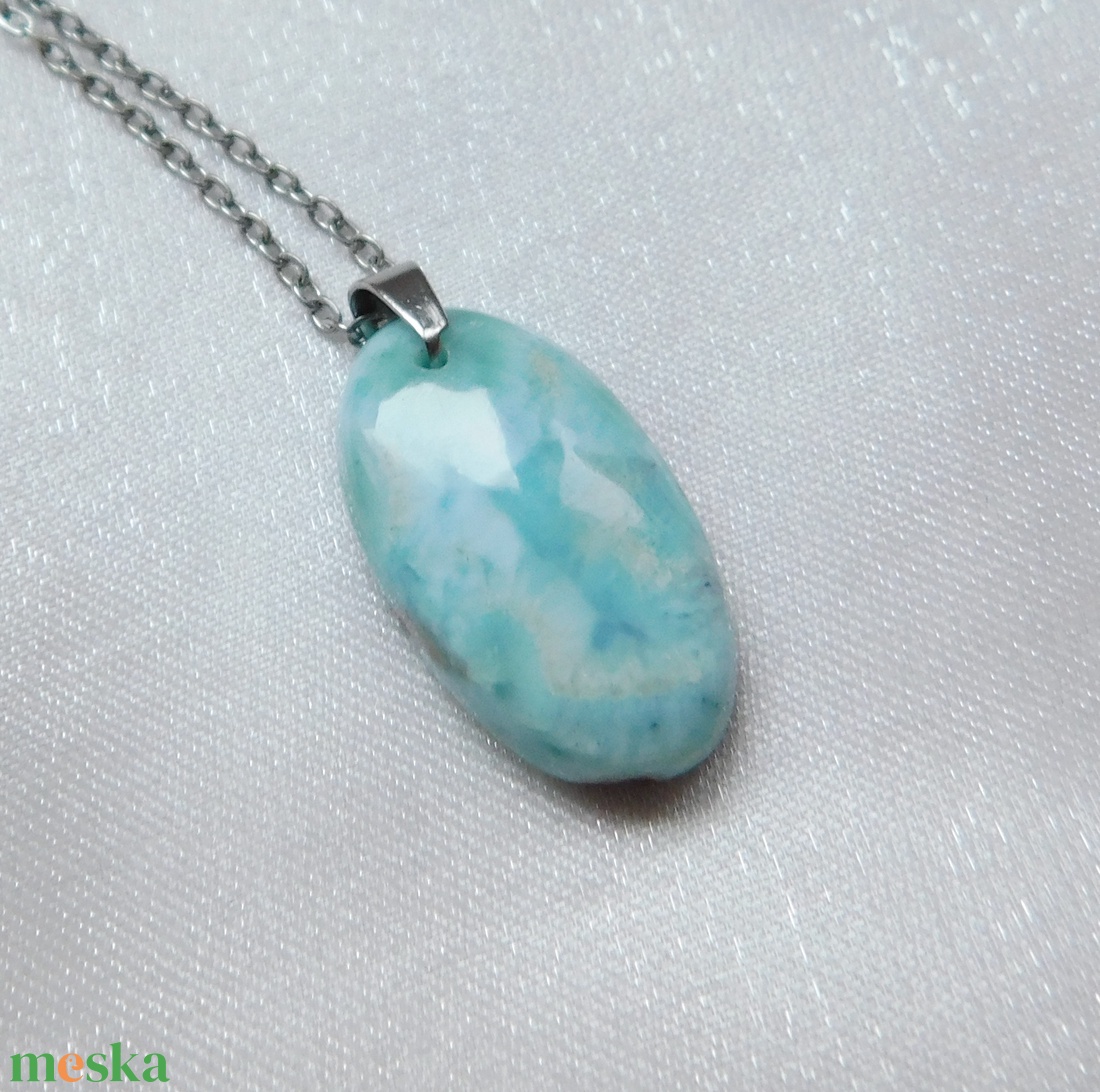 Larimár medál acél láncon - ékszer - nyaklánc - medál - Meska.hu