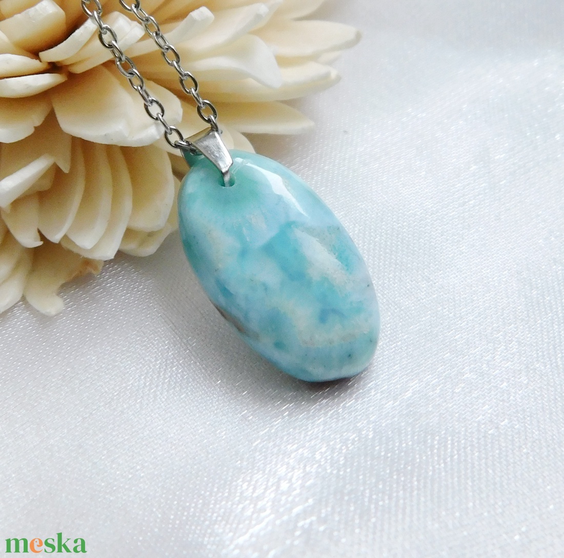 Larimár medál acél láncon - ékszer - nyaklánc - medál - Meska.hu