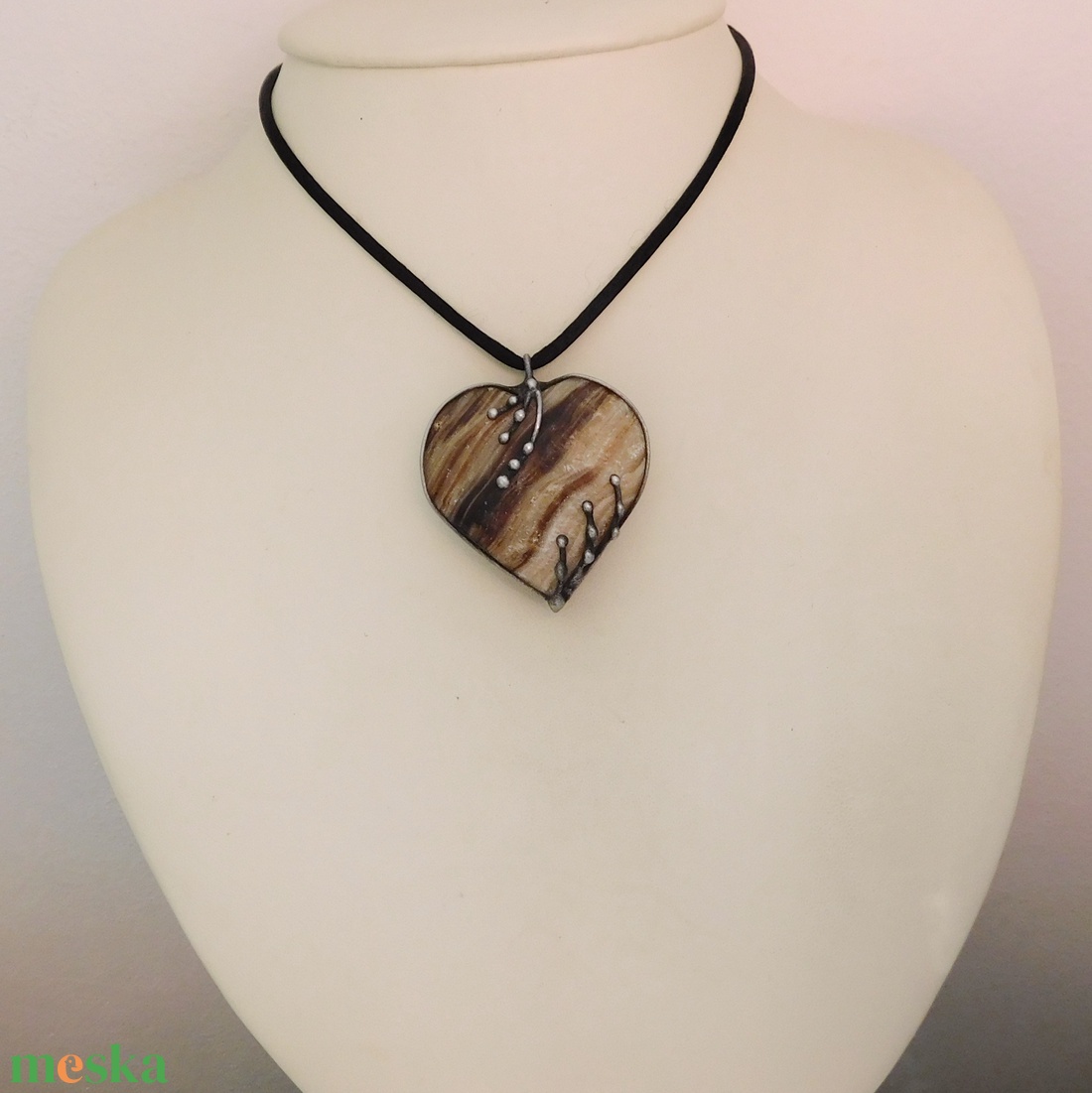 Aragonit szív medál  - ékszer - nyaklánc - medál - Meska.hu