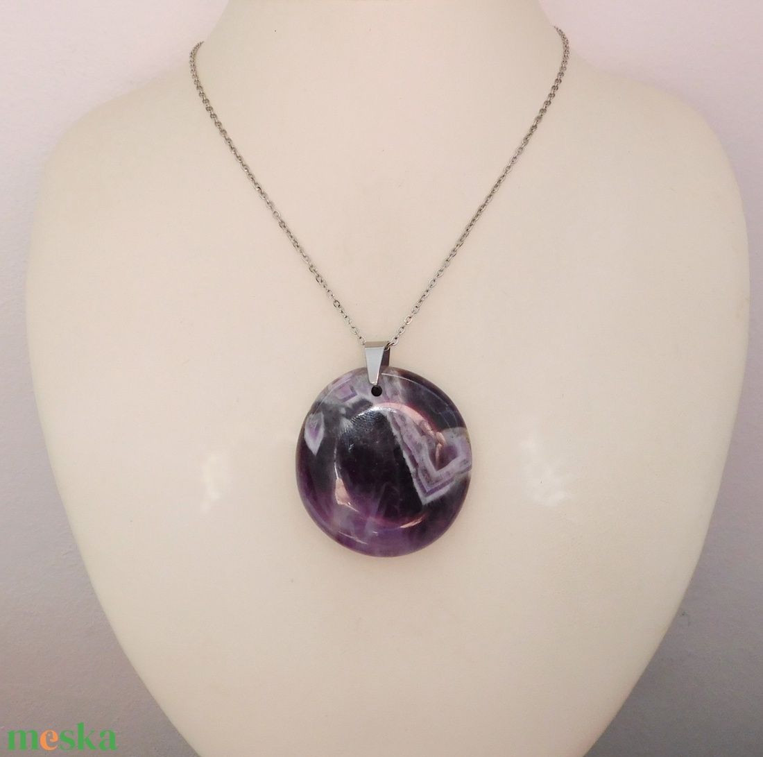Ametiszt medál acél láncon - ékszer - nyaklánc - medál - Meska.hu