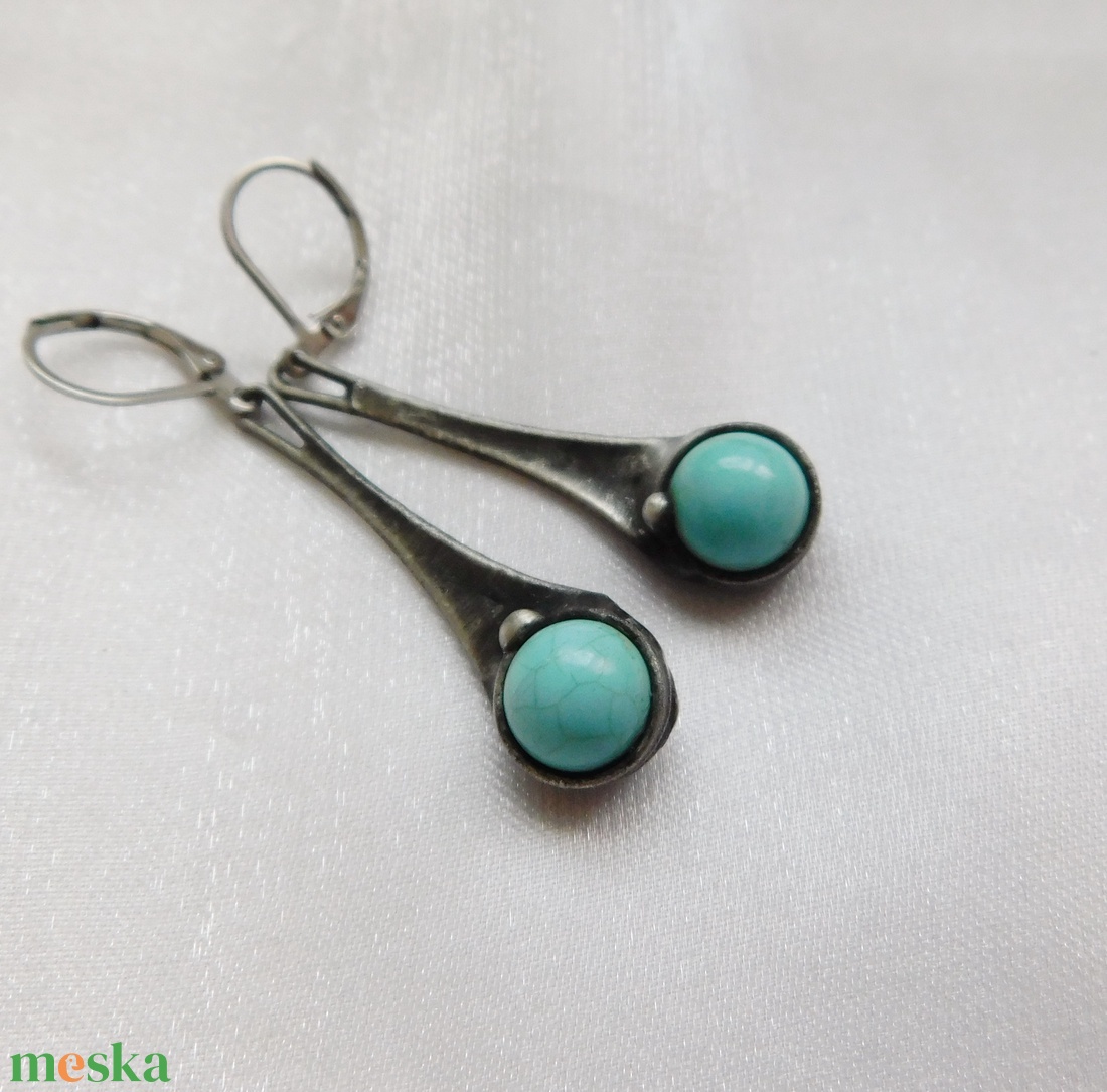 Türkinit fülbevaló - ékszer - fülbevaló - lógós kerek fülbevaló - Meska.hu