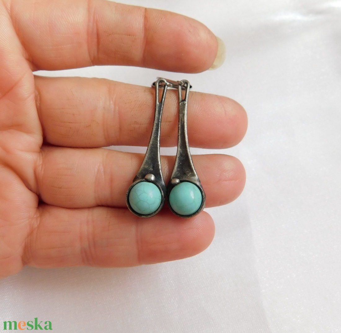 Türkinit fülbevaló - ékszer - fülbevaló - lógós kerek fülbevaló - Meska.hu