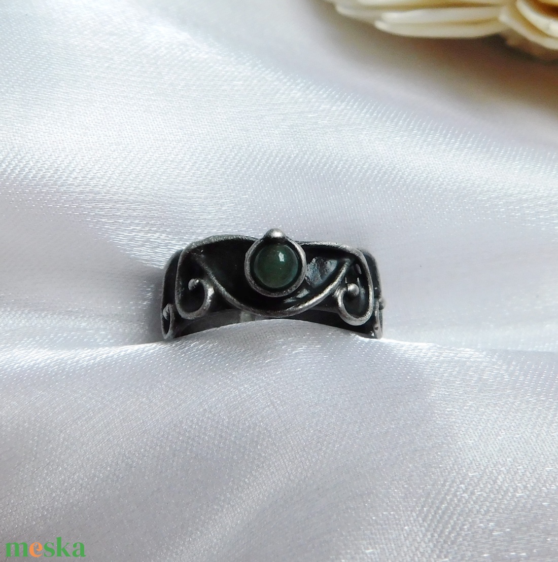Jáde gyűrű - ékszer - gyűrű - szoliter gyűrű - Meska.hu