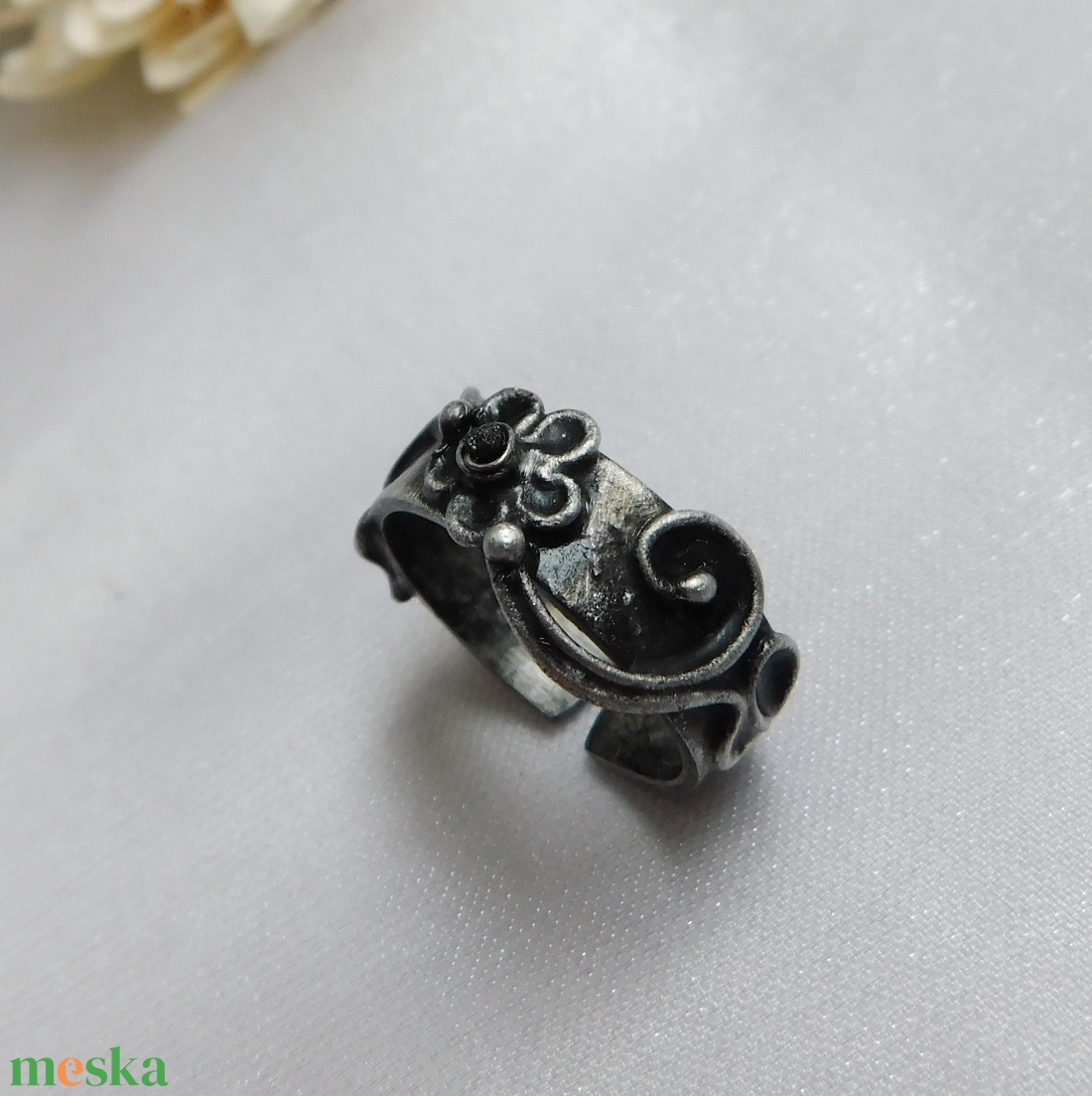 Fekete gyémánt gyűrű - ékszer - gyűrű - szoliter gyűrű - Meska.hu