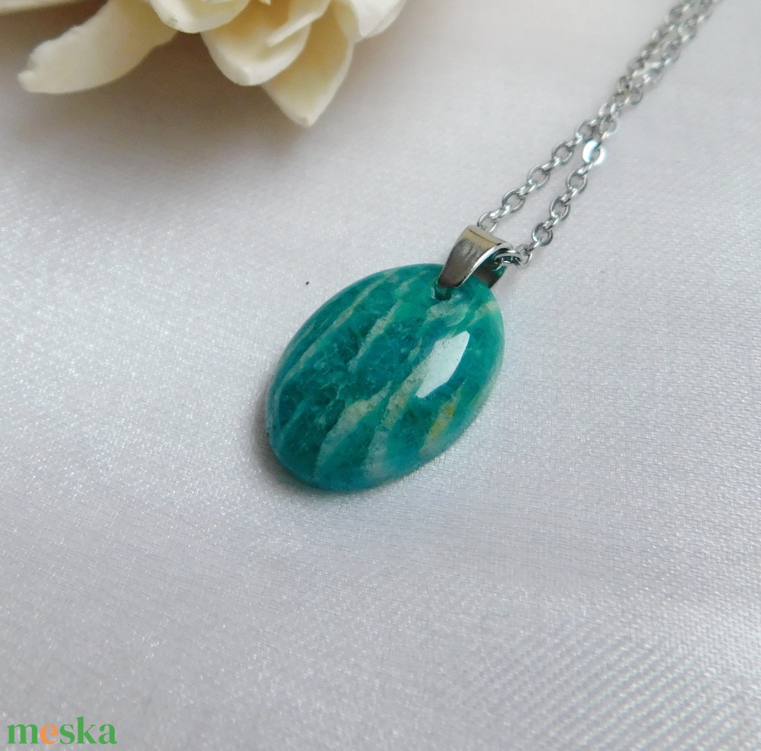 Amazonit medál acél láncon - ékszer - nyaklánc - medál - Meska.hu