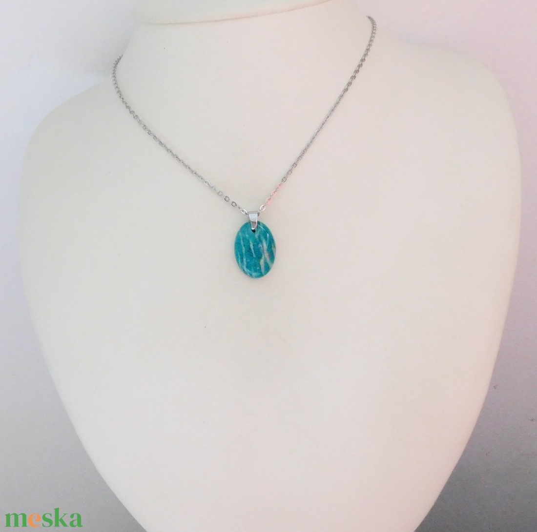 Amazonit medál acél láncon - ékszer - nyaklánc - medál - Meska.hu