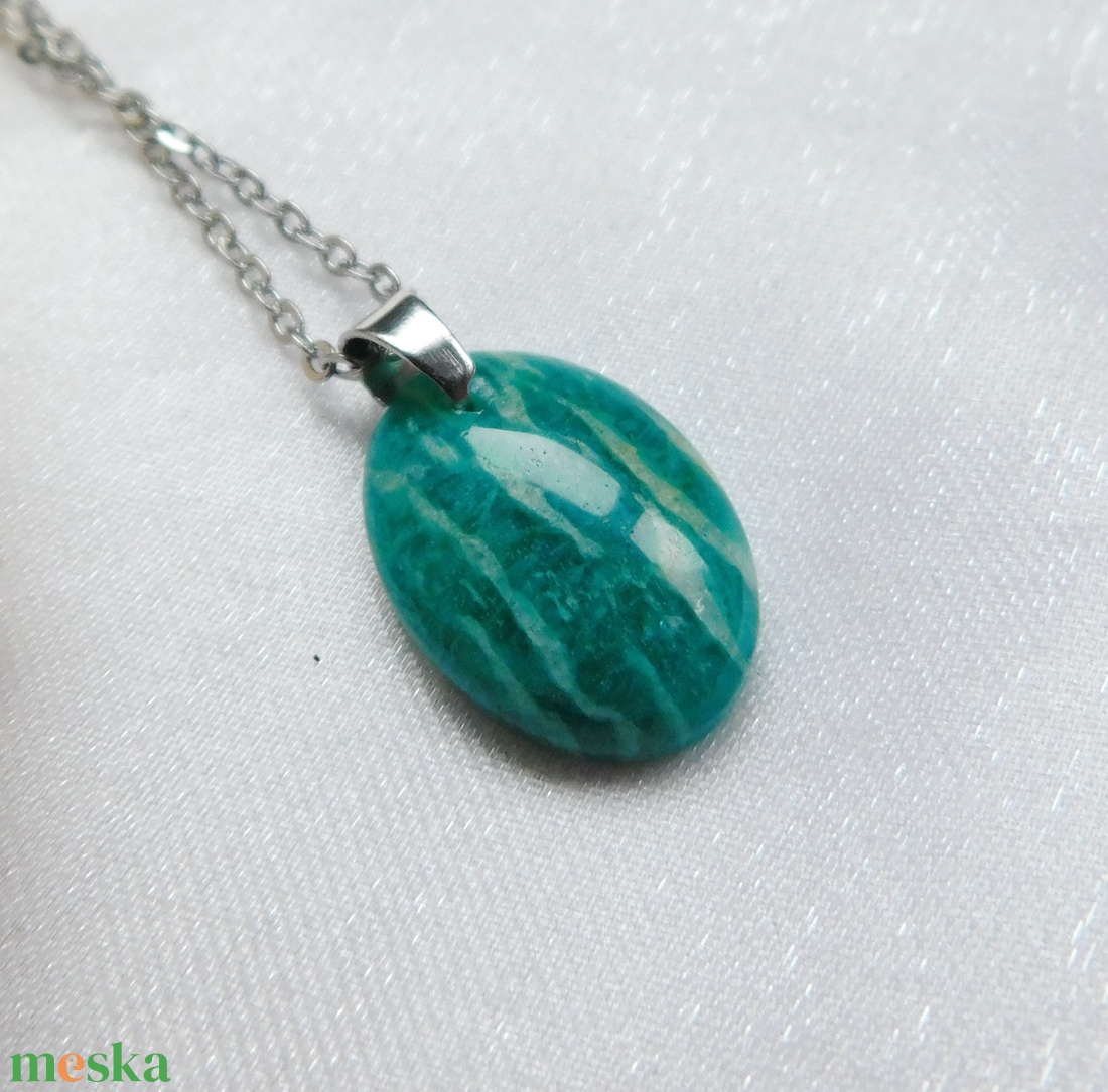 Amazonit medál acél láncon - ékszer - nyaklánc - medál - Meska.hu