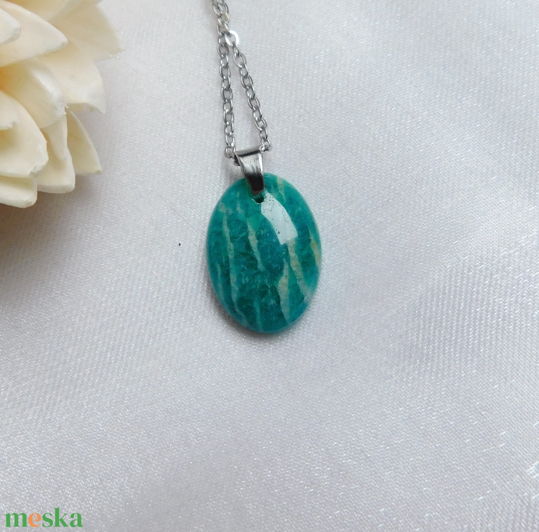 Amazonit medál acél láncon - ékszer - nyaklánc - medál - Meska.hu