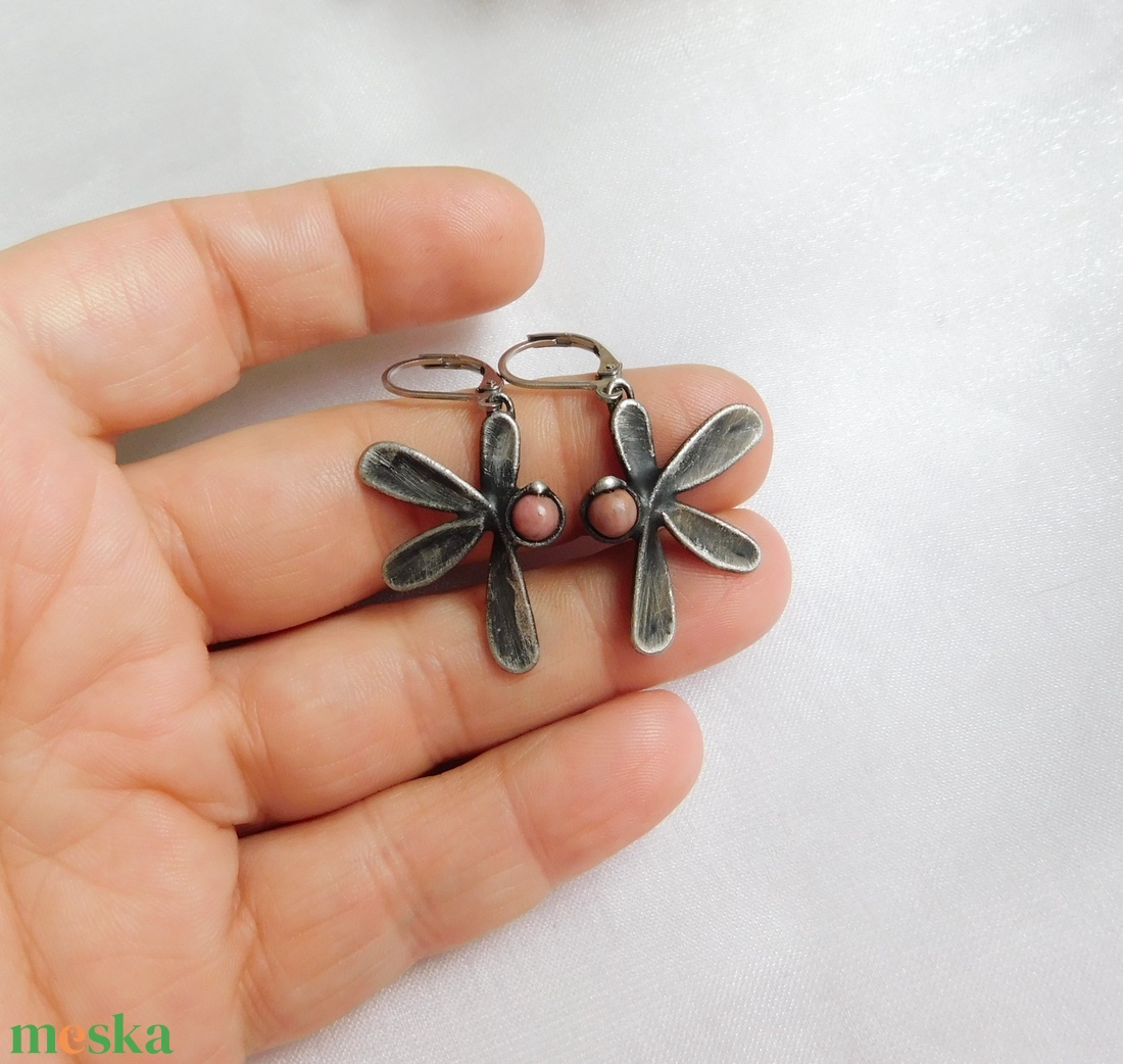 Rodonit fülbevaló - ékszer - fülbevaló - lógó fülbevaló - Meska.hu