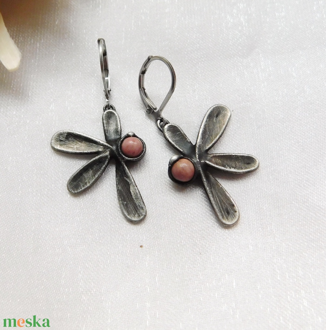 Rodonit fülbevaló - ékszer - fülbevaló - lógó fülbevaló - Meska.hu