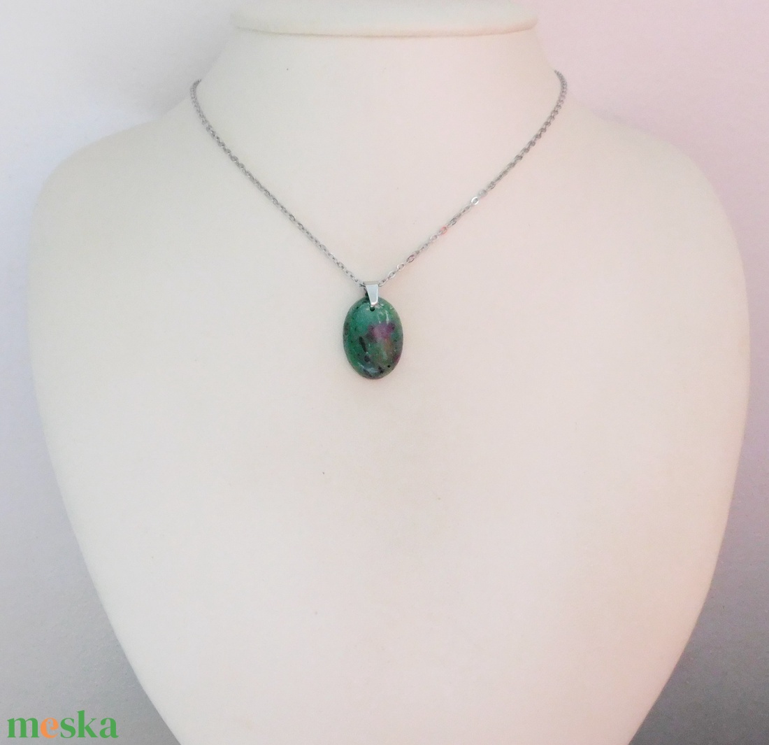 Rubin zoizit medál acél láncon - ékszer - nyaklánc - medál - Meska.hu