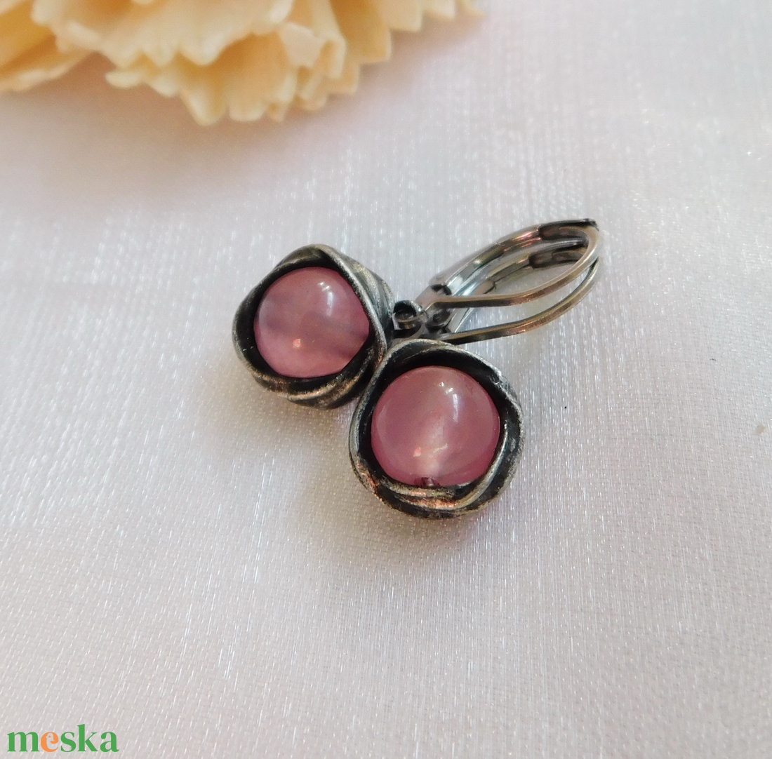 Jáde fülbevaló - ékszer - fülbevaló - lógós kerek fülbevaló - Meska.hu