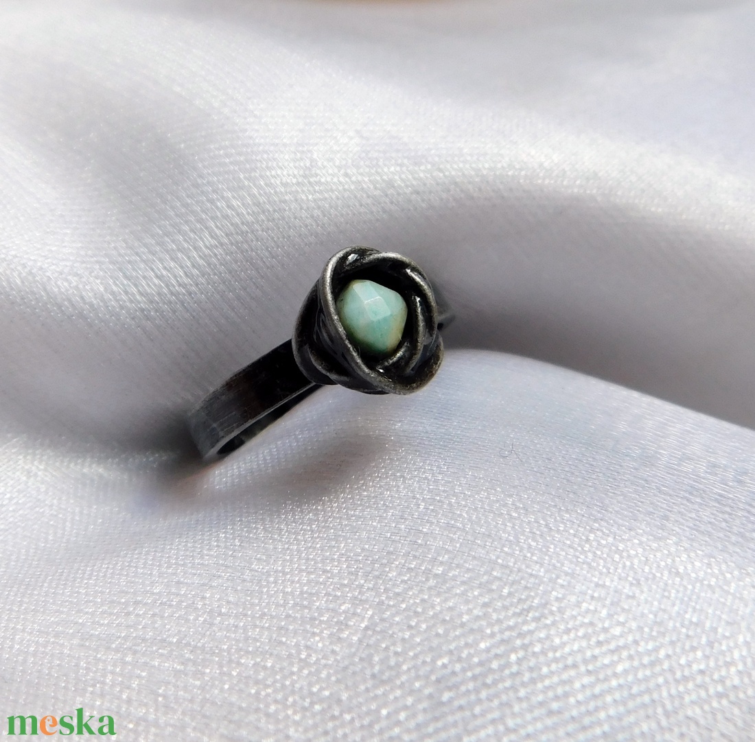 Amazonit gyűrű - ékszer - gyűrű - szoliter gyűrű - Meska.hu