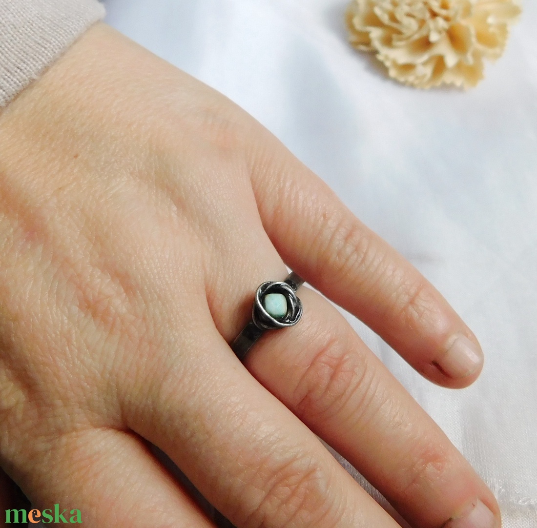 Amazonit gyűrű - ékszer - gyűrű - szoliter gyűrű - Meska.hu