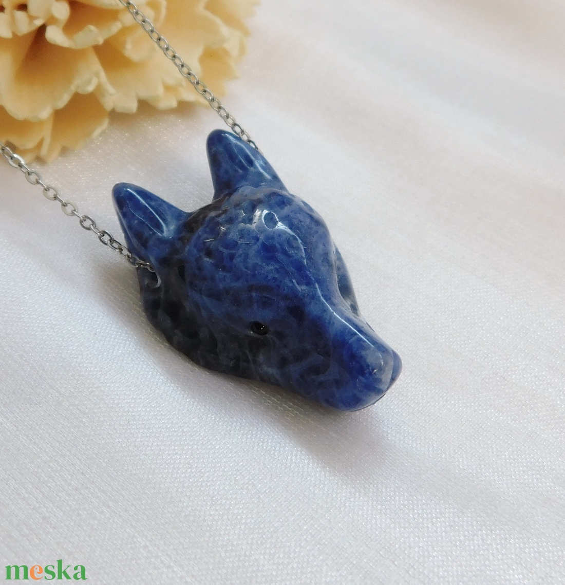 Szodalit farkas nyaklánc - ékszer - nyaklánc - medálos nyaklánc - Meska.hu