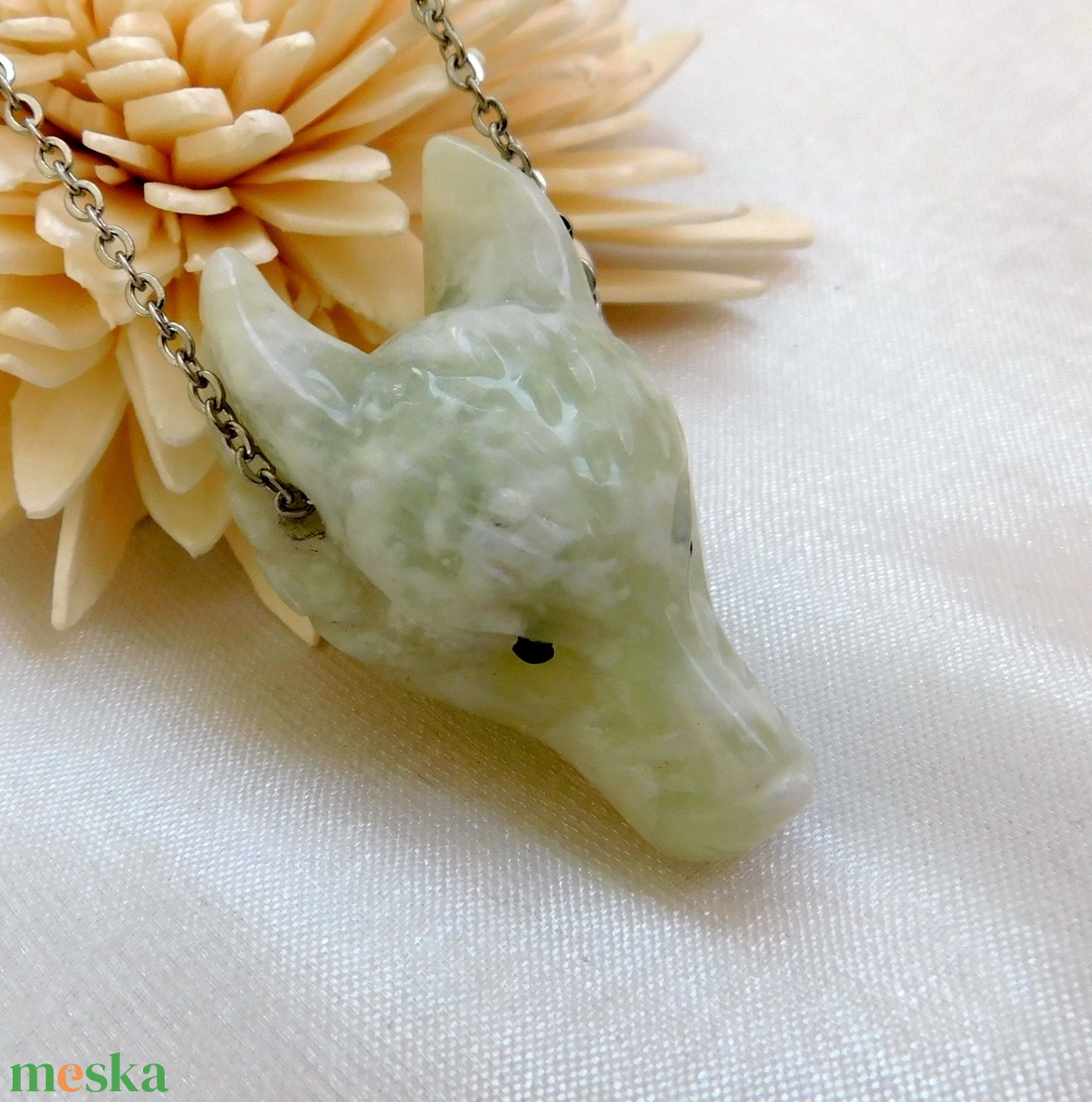 Jáde farkas nyaklánc - ékszer - nyaklánc - medálos nyaklánc - Meska.hu