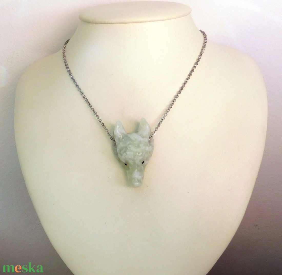 Jáde farkas nyaklánc - ékszer - nyaklánc - medálos nyaklánc - Meska.hu