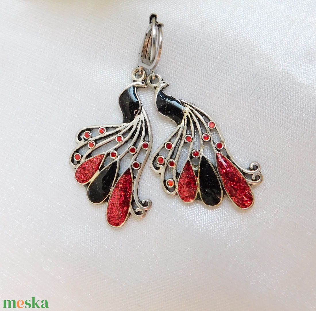 Pávás fülbevaló - ékszer - fülbevaló - lógó fülbevaló - Meska.hu