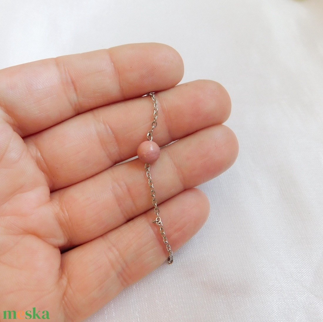 Acél karkötő thulit gyönggyel - ékszer - nyaklánc - medál - Meska.hu