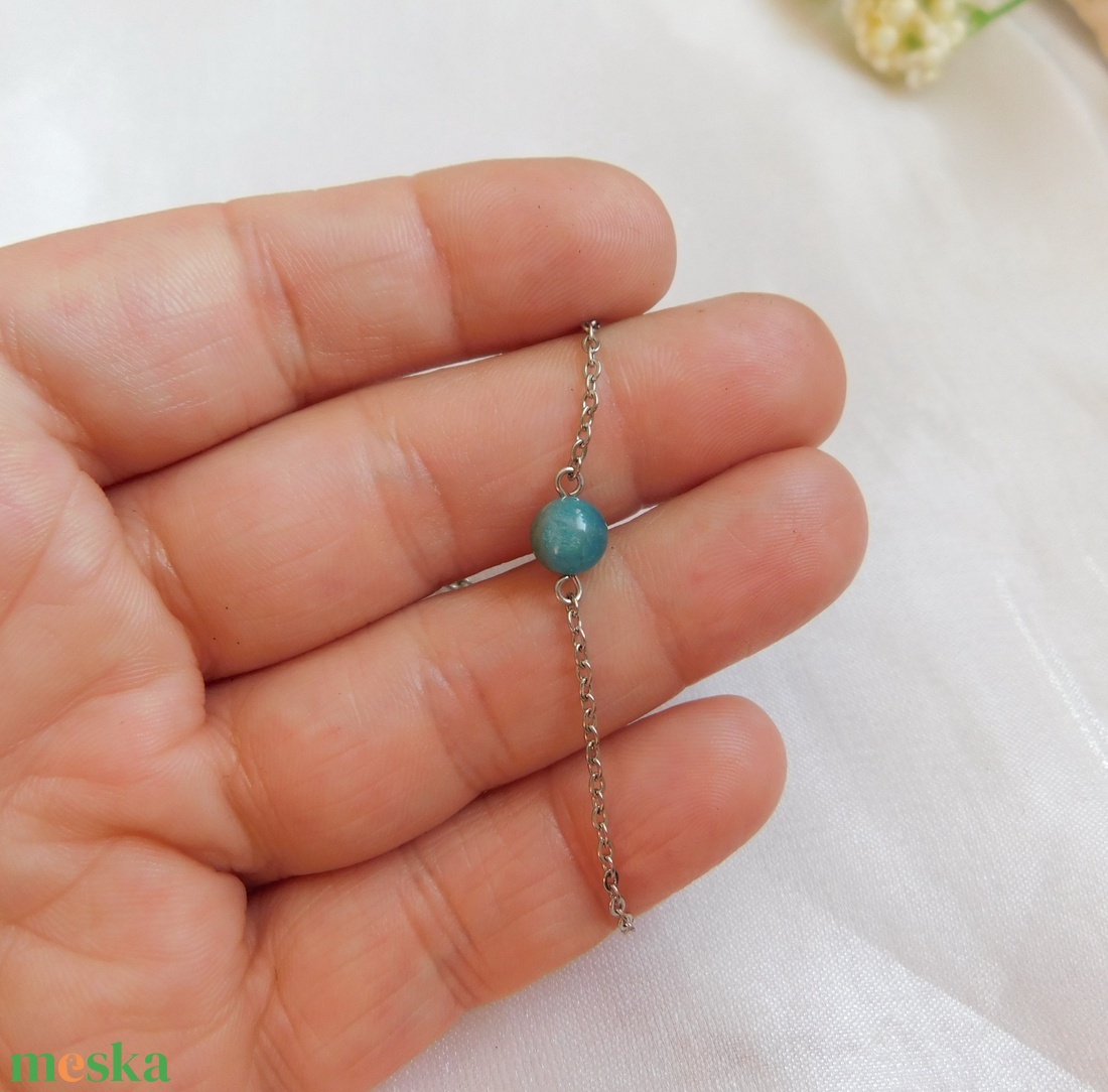 Acél karkötő apatittal - ékszer - nyaklánc - medál - Meska.hu