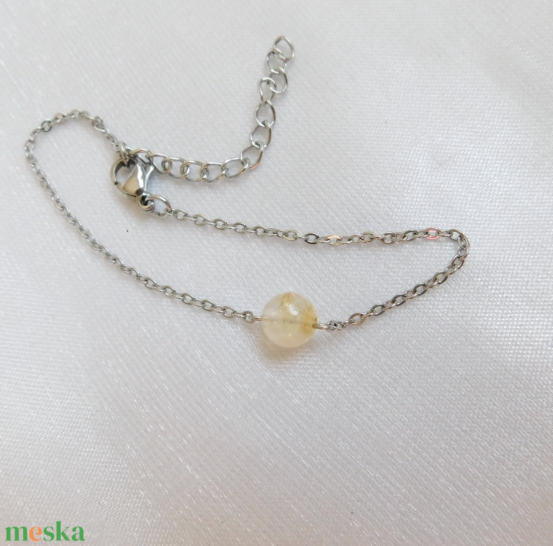 Acél karkötő citrinnel - ékszer - nyaklánc - medál - Meska.hu