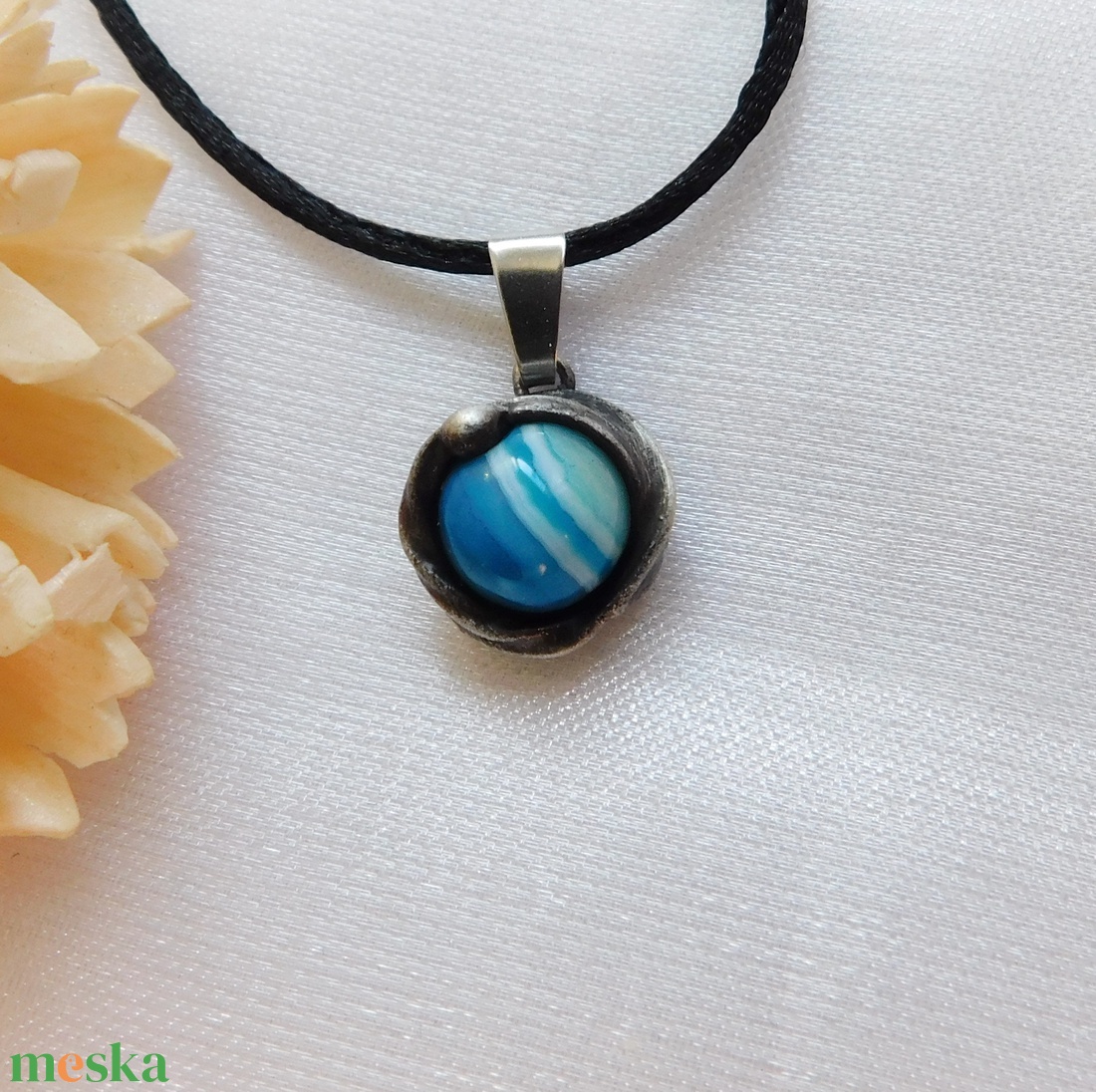 Mini achát medál  - ékszer - nyaklánc - medál - Meska.hu