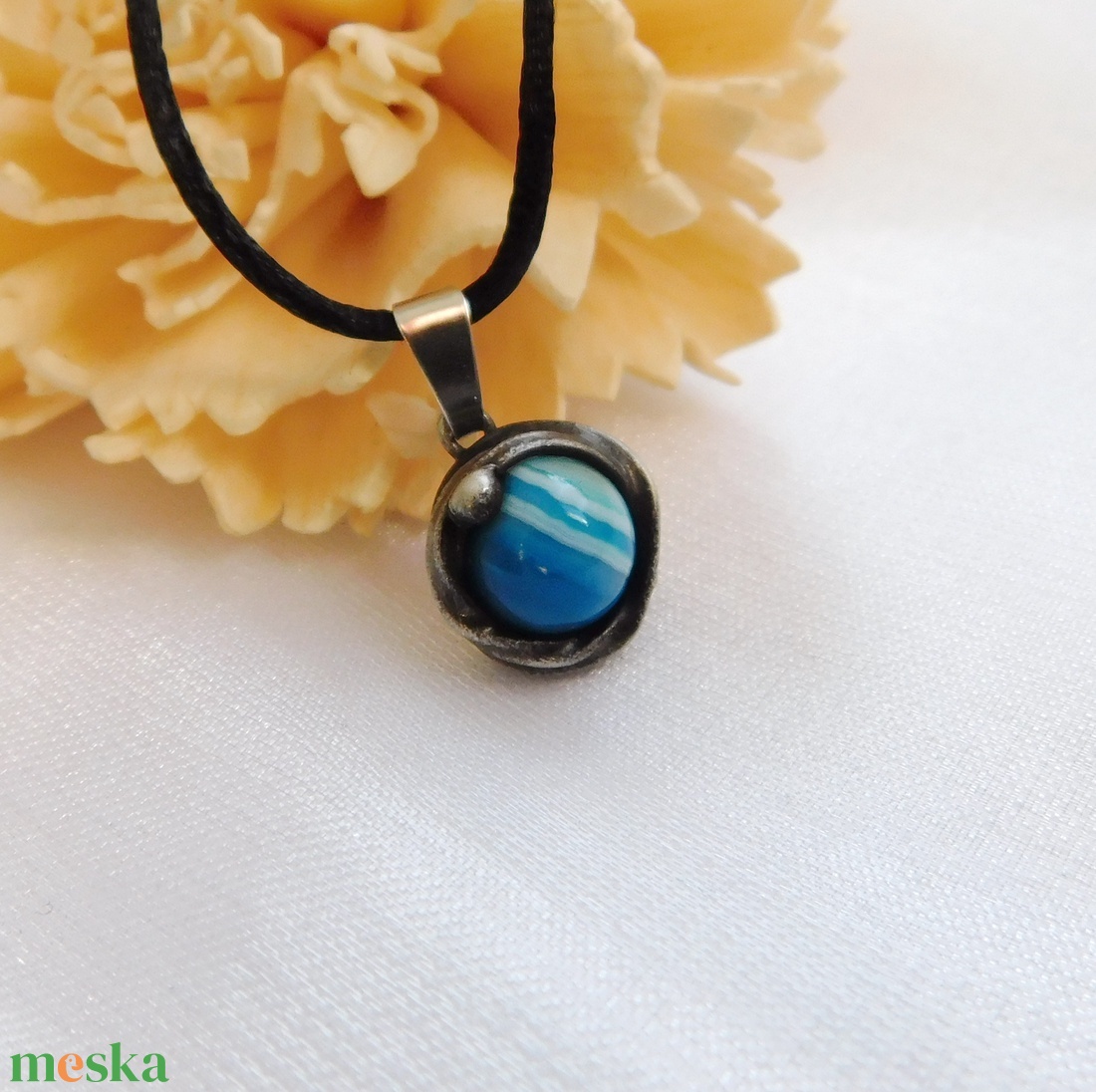 Mini achát medál  - ékszer - nyaklánc - medál - Meska.hu