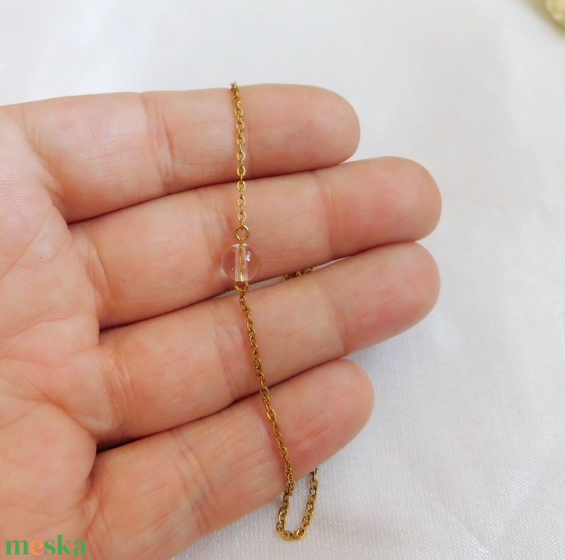 Acél karkötő hegyikristály gyönggyel - ékszer - nyaklánc - medál - Meska.hu