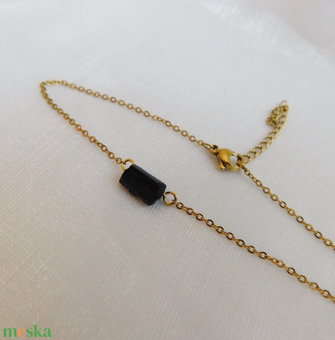 Acél karkötő kék turmalinnal - ékszer - nyaklánc - medál - Meska.hu