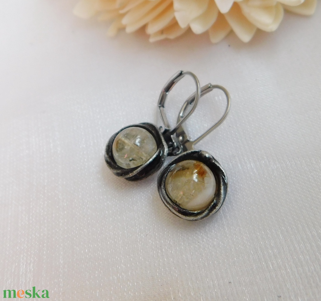 Citrin fülbevaló - ékszer - fülbevaló - lógó fülbevaló - Meska.hu