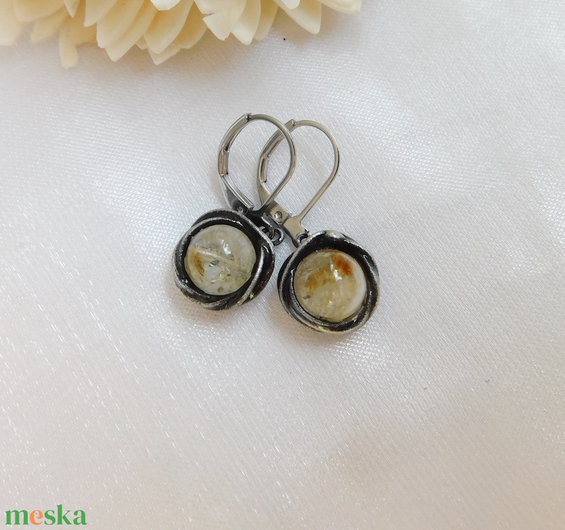 Citrin fülbevaló - ékszer - fülbevaló - lógó fülbevaló - Meska.hu