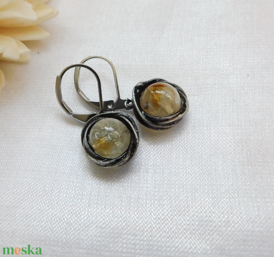 Citrin fülbevaló - ékszer - fülbevaló - lógó fülbevaló - Meska.hu