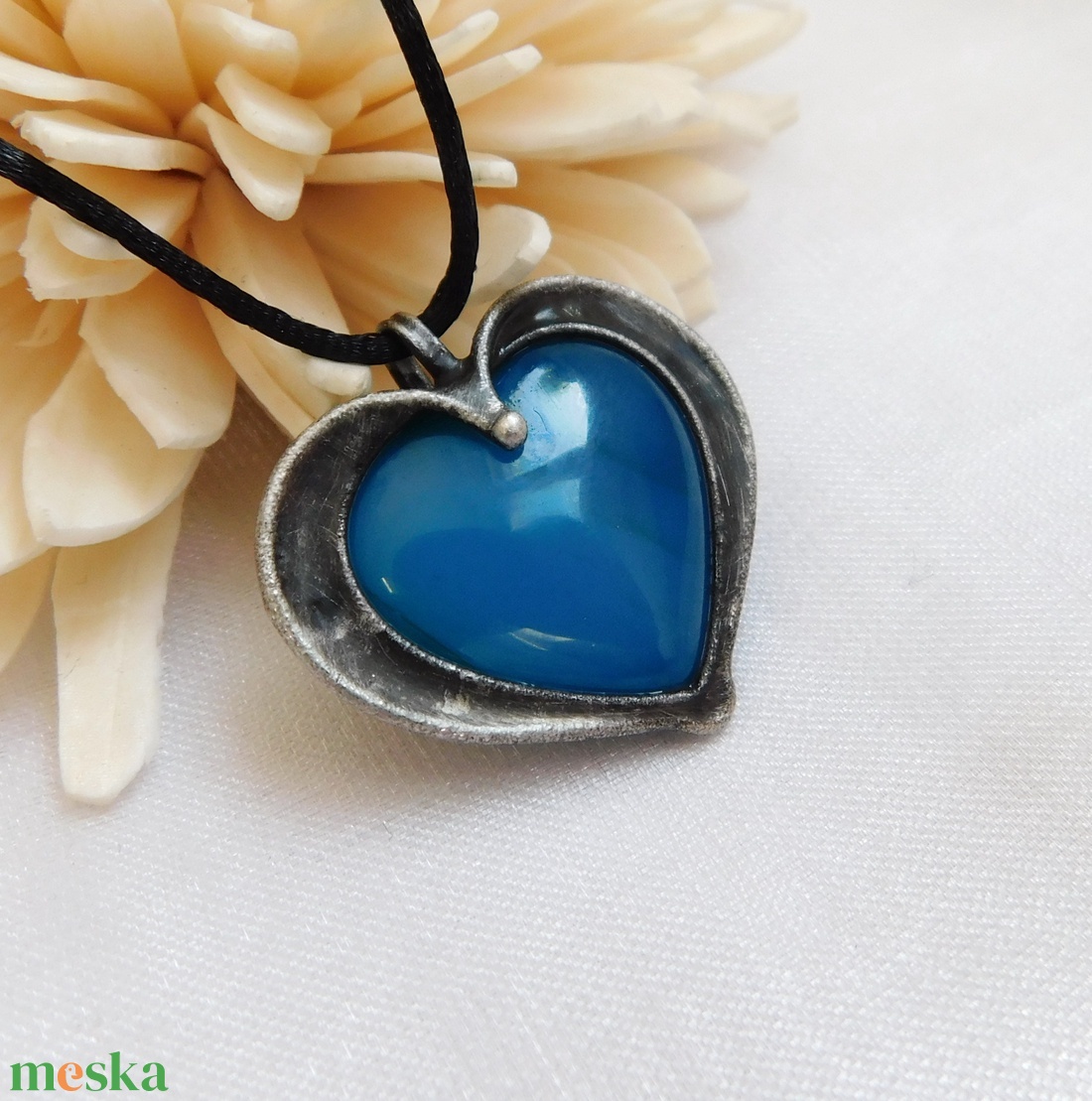 Achát szív medál - ékszer - nyaklánc - medál - Meska.hu
