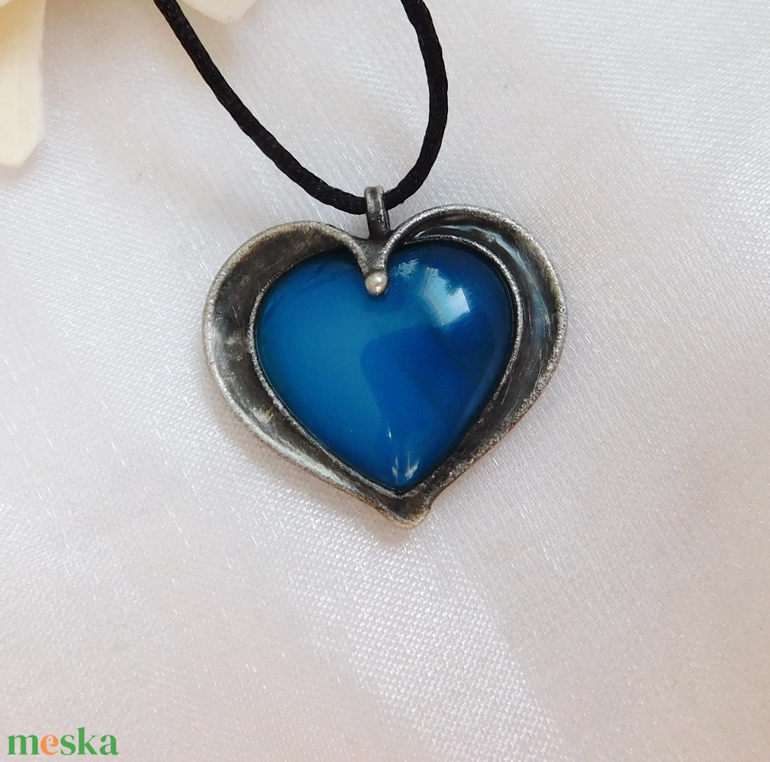 Achát szív medál - ékszer - nyaklánc - medál - Meska.hu