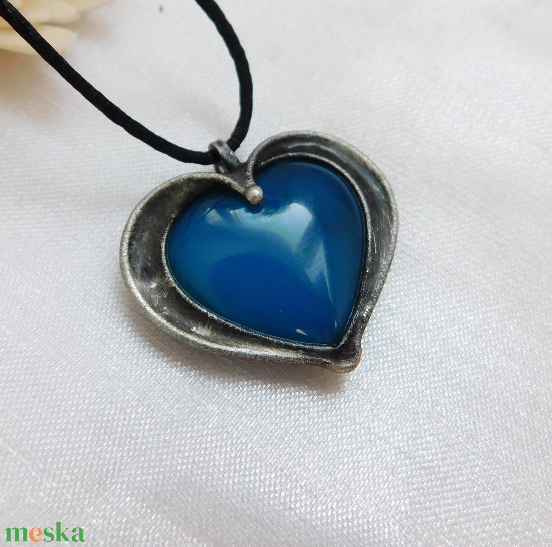 Achát szív medál - ékszer - nyaklánc - medál - Meska.hu