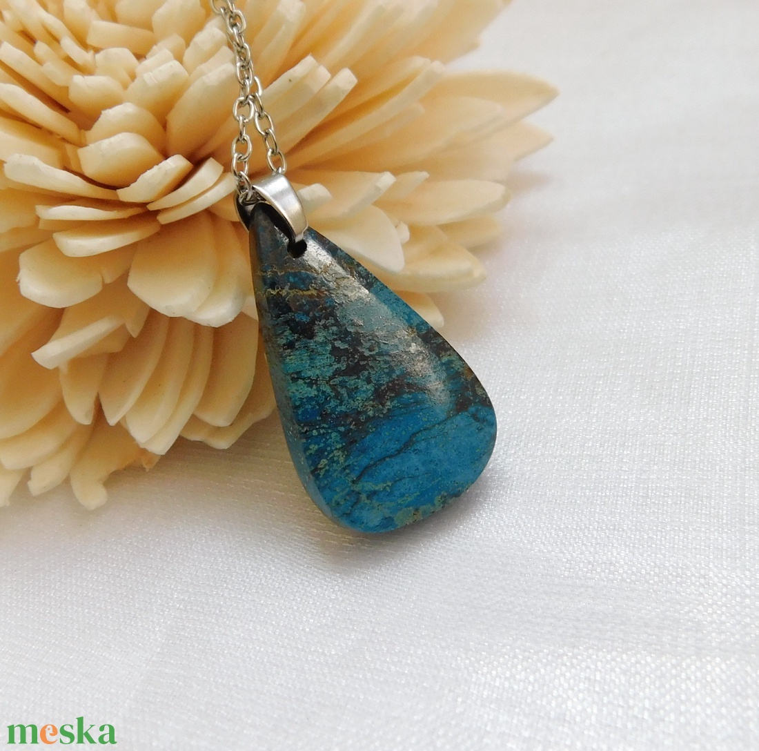Krizokolla medál acél láncon - ékszer - nyaklánc - medál - Meska.hu