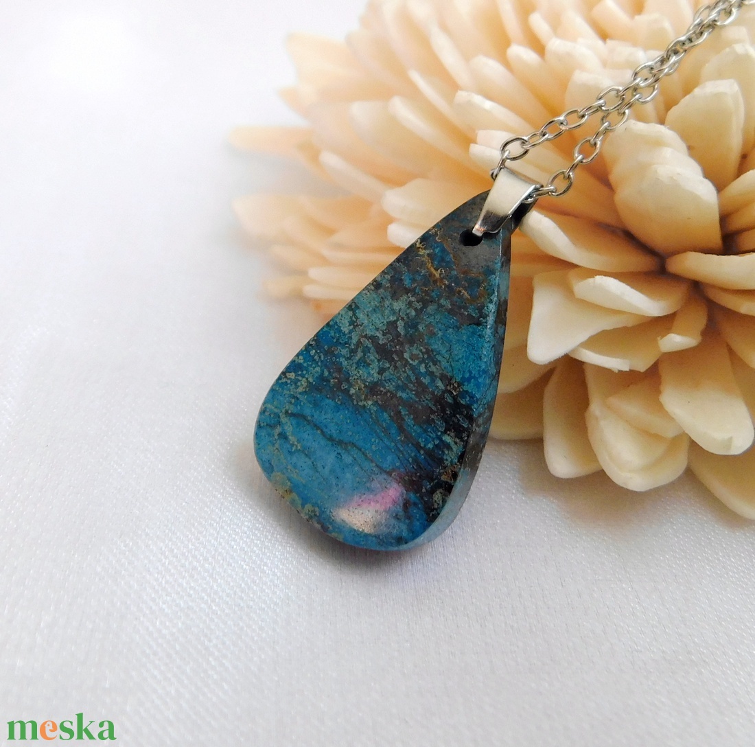 Krizokolla medál acél láncon - ékszer - nyaklánc - medál - Meska.hu