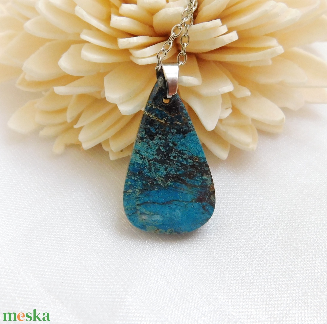Krizokolla medál acél láncon - ékszer - nyaklánc - medál - Meska.hu