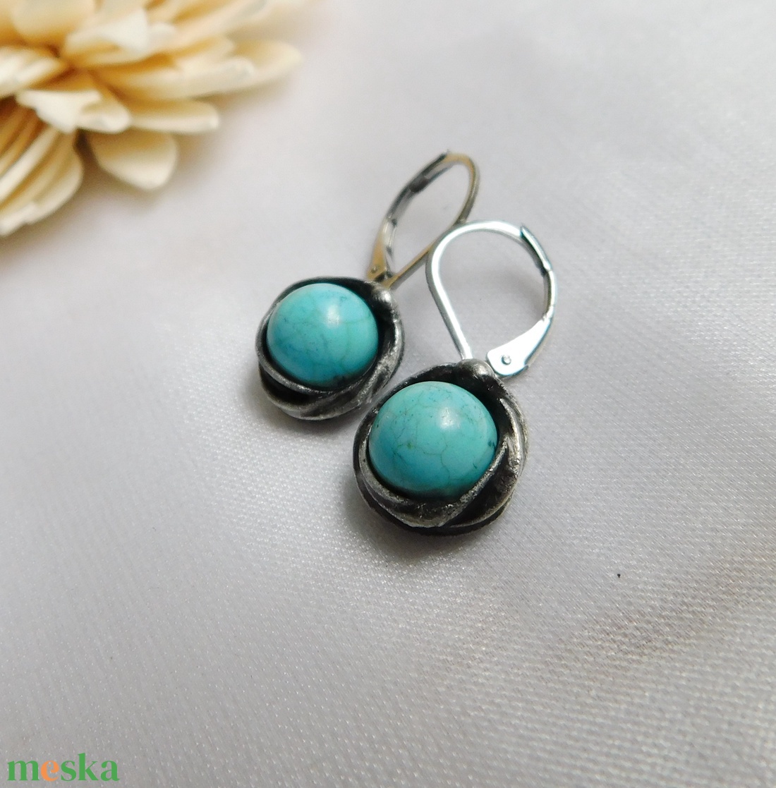 Türkinit fülbevaló - ékszer - fülbevaló - lógós kerek fülbevaló - Meska.hu