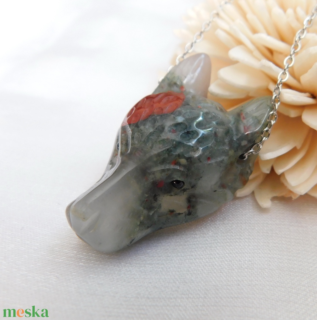 Heliotróp farkasos nyaklánc - ékszer - nyaklánc - medálos nyaklánc - Meska.hu