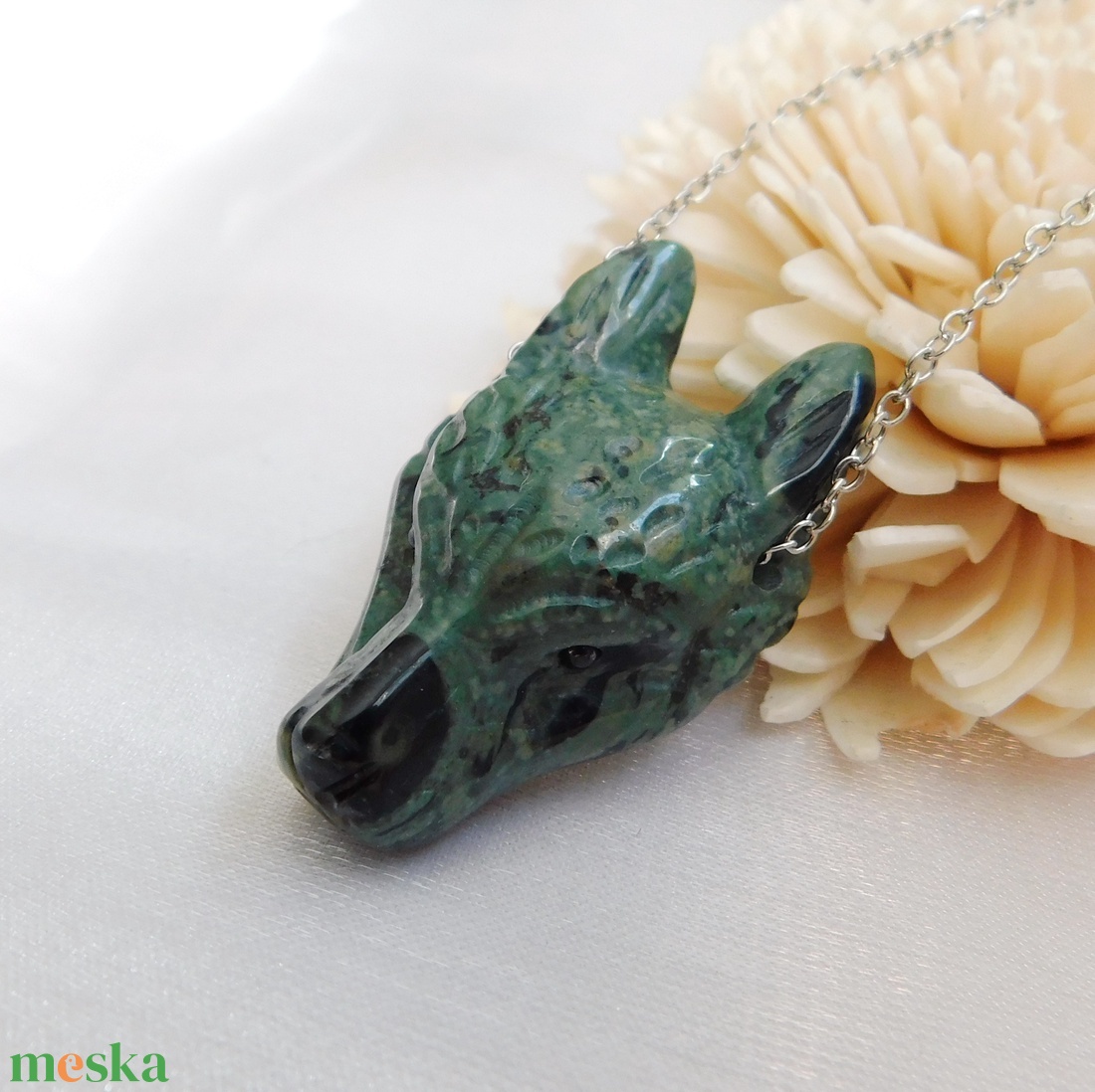 Kambaba jáspis (eldarit) farkas nyaklánc - ékszer - nyaklánc - medálos nyaklánc - Meska.hu